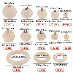 650 Stück 13 Stile natürliche unbehandelte Holzperlen&nbsp;WOOD-PA0001-33