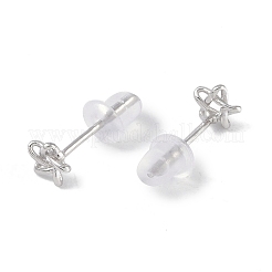 Anlaufgeschützte rhodinierte Ohrstecker aus Feinsilber in Sternform für Damen&nbsp;EJEW-S215-03P