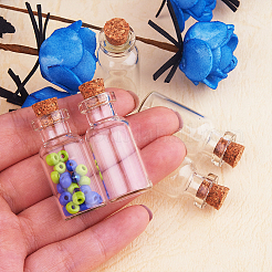 14 Stück Größe 35x16mm Mini Klarglas Gläser Flaschen mit Korken und Auge Pins für Kunsthandwerk&nbsp;AJEW-PH0004-02