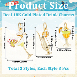 9 pendentif en laiton émaillé de 3 styles&nbsp;KK-BBC0025-16