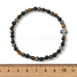 Bracelets extensibles en perles de pierre de lave naturelle&nbsp;BJEW-JB13943