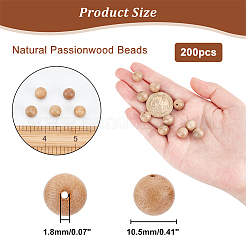 200 pièce de perles rondes en bois&nbsp;WOOD-GA0001-52