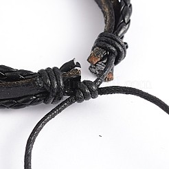 In pelle regolabile bracciali a più fili&nbsp;BJEW-O105-02C