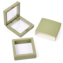 Espositori quadrati con cornice galleggiante per gioielli con sospensione a film sottile in PE trasparente quadrato&nbsp;ODIS-TAC0002-02B