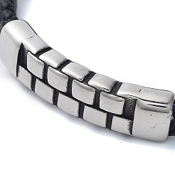 Geflochtene Armbänder aus schwarzem PU-Leder für Herren&nbsp;BJEW-K243-68AS