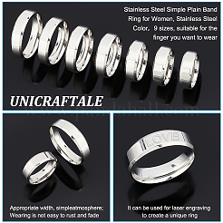 18 Stück 9 Größen Edelstahl schlichter Bandring für Damen&nbsp;RJEW-UN0002-57