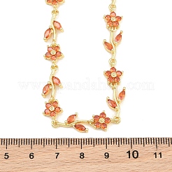 Collares de cadena con eslabones florales de latón con circonitas cúbicas engastadas&nbsp;KK-CBA4547-18G-09