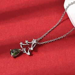 Weihnachtsschneeflocke Messing Micro Pave Zirkonia Anhänger Halsketten&nbsp;NJEW-L468-01P-B01