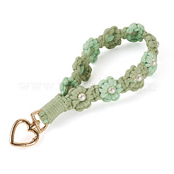Adornos colgantes de flores trenzadas de algodón&nbsp;AJEW-TAC0030-032G-02