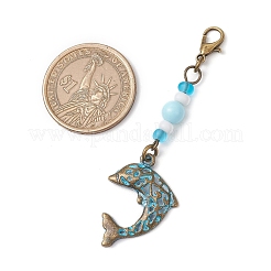 Ciondolo in lega con tema oceano e decorazioni pendenti con perline di vetro&nbsp;HJEW-JM03158-08