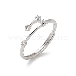 Bagues réglables constellations en argent sterling plaqué rhodium 925 micro pavé de zircones cubiques transparentes pour femmes&nbsp;RJEW-P130-01P-F