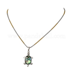 Collana da donna con ciondolo tartarugato in acciaio inossidabile 304 e conchiglia di paua naturale&nbsp;NJEW-JN06190