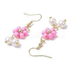 Orecchini pendenti con perle di conchiglia e semi di vetro&nbsp;EJEW-MZ00310-06