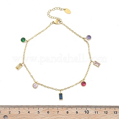 Ionenplattierung (IP) 304 Edelstahl bunte Zirkonia Charm Fußkettchen für Frauen&nbsp;STAS-P379-01G