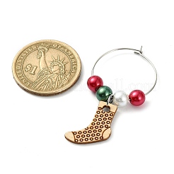 Charms in vetro per vino in legno&nbsp;AJEW-JO00244