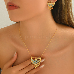 Elegante set di orecchini e collane in ottone micro pavé di zirconi cubici in stile mediorientale per donna&nbsp;CH1454