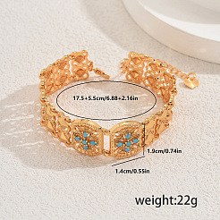 Elegante Messing Pavé-Gliederarmbänder aus synthetischem Türkis für Damen&nbsp;ZR2967