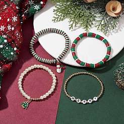 4 Stück Set mit Stretch-Armbändern aus Polymer-Ton in 4 Stilen&nbsp;X1-BJEW-TA00496