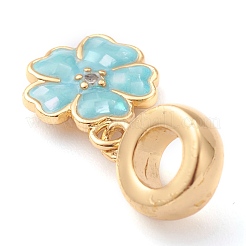 Charms pendenti in ottone con micro pavé di zirconi chiari in stile europeo&nbsp;ZIRC-H111-12LG