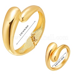 Anelli con polsini aperti a goccia in ottone e set di gioielli con braccialetti aperti da donna&nbsp;SJEW-SZ0001-016G