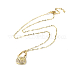 Collier pendentif strass en laiton doré avec chaînes forçat&nbsp;NJEW-P278-A01