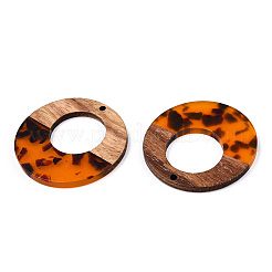 Pendentifs en résine transparente et bois de noyer&nbsp;RESI-TAC0017-74-B01
