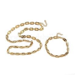 Sets aus ovalen Gliederketten und Armbändern aus Edelstahl 304&nbsp;SJEW-D091-08G