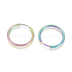 Boucles d'oreilles créoles en acier inoxydable 304 avec placage ionique (IP)&nbsp;LS-EJEW-F111A-25mm-Y