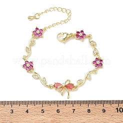 Messing-Gliederkettenarmbänder mit Mikropflaster und Zirkonia für Damen&nbsp;BJEW-C156-04E-03G