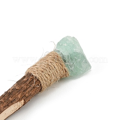 Stylo à bille rustique en bois avec fluorite naturelle brute&nbsp;AJEW-C048-02C