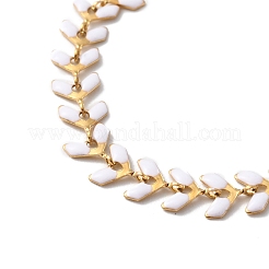 Bracelet chaînes à maillons épis de blé en émail&nbsp;BJEW-P271-02G-04