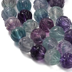 Hilos de cuentas talladas de fluorita natural&nbsp;G-L634-J04-B02