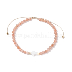 Bracelets tressés en perles de pierres précieuses naturelles mélangées pour femmes&nbsp;BJEW-JB12211