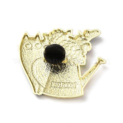 Épingles en émail chat noir et fleur&nbsp;JEWB-Z048-09G-01