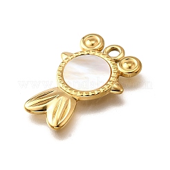 Pendentifs en coquillage blanc naturel pavés en acier inoxydable 304&nbsp;STAS-C122-21F-02G