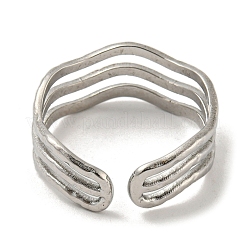 Anillo de puño abierto de triple línea de acero inoxidable 304 que no se deslustra&nbsp;RJEW-C067-07P