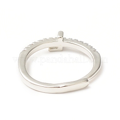 Bague réglable avec lettre initiale en zircone cubique transparente&nbsp;RJEW-C052-01P-L