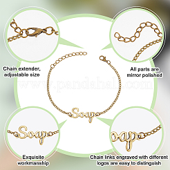 Set di 4 braccialetti con maglie a forma di sapone e lozione con 4 parole&nbsp;BJEW-OC0001-04