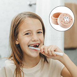 Porta-denti da latte in legno stampato rotondo con coperchio&nbsp;CON-WH0099-75B