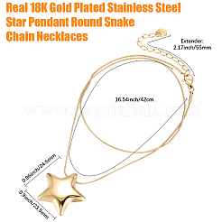 Collier avec pendentif rond en forme d'étoile en acier inoxydable 304&nbsp;NJEW-BBC0001-47G