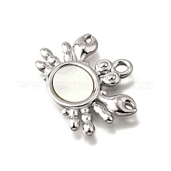 Pendentifs en coquillage blanc naturel pavés en acier inoxydable 304&nbsp;STAS-C122-21A-02P