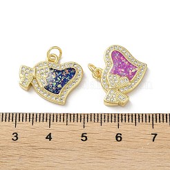 Pendenti in ottone con micro pavé di zirconi trasparenti per San Valentino&nbsp;KK-C045-38G