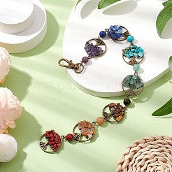 Chakra améthyste naturelle et lapis-lazuli et aventurine rouge et aventurine verte et œil de tigre et jaspe rouge et turquoise synthétique décorations à suspendre pour la maison&nbsp;HJEW-JM02339