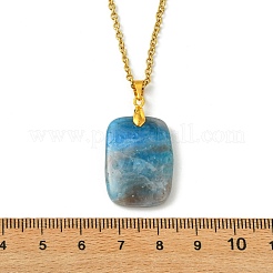 Collana con ciondolo rettangolare in apatite naturale e catena a maglie in acciaio inossidabile 304&nbsp;NJEW-JN06210-02