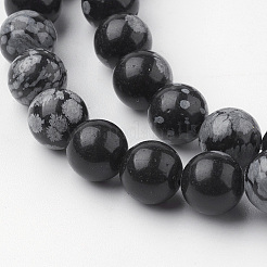 Natur Schneeflocken-Obsidian Perlenstränge&nbsp;G-G735-72-8mm