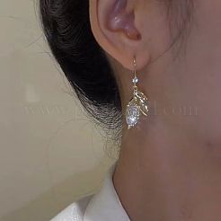 Boucles d'oreilles pendantes en alliage de feuilles et strass cristal&nbsp;FS-WG56B0B-01