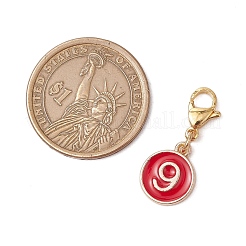 Pendentif rond plat avec décorations en alliage émaillé numéro 0~9&nbsp;HJEW-JM03116