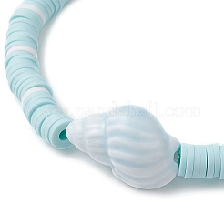 Braccialetti elastici con perline heishi in argilla polimerica fatti a mano e rotondi piatti&nbsp;BJEW-JB11711-01