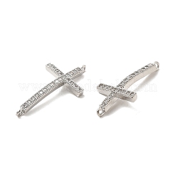 Verbindungsanhänger mit Mikropavé aus Messing mit durchsichtigen Zirkonia-Steinen&nbsp;KK-E068-VB331