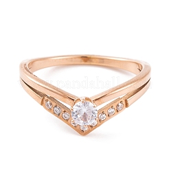 Bague ronde pour femme en acier inoxydable 304 avec placage sous vide PVD&nbsp;RJEW-C086-05-RG